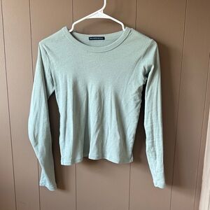 Brandy Melville Light Sage Long Sleeve Crewneck Top